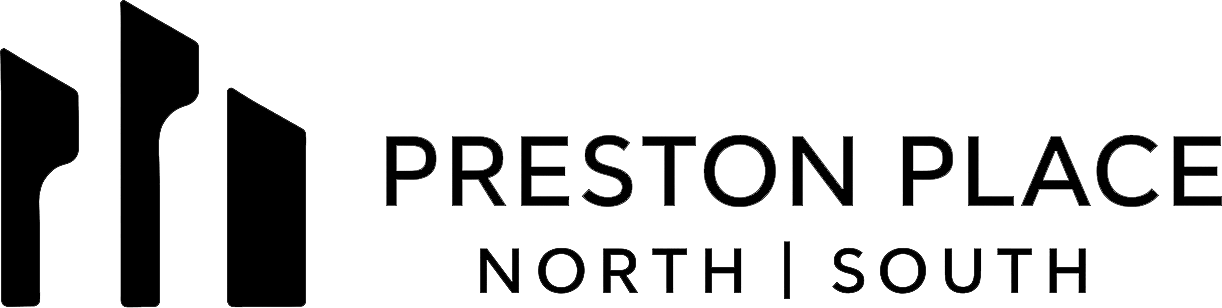 The image shows a logo with the text "Preston Place North | South".
